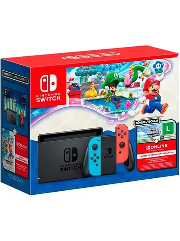 Bundle Nintendo Switch + Super Mario Bros. Wonder + 3 Meses de Assinatura Nintendo Switch Online